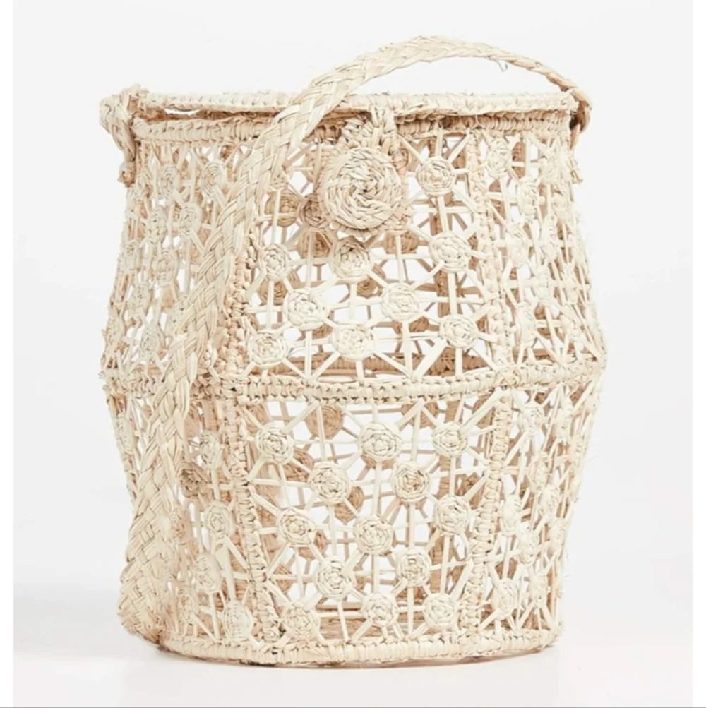 Kaanas by Anthropologie Cream Accent Basket Bag